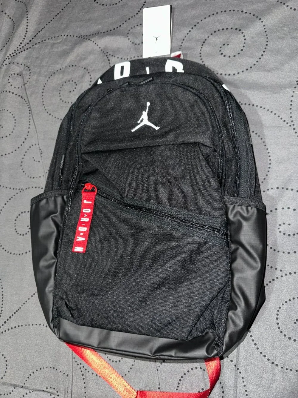NIKE JORDAN AIR PATROL BLACK WHITE & RED FIT 15
